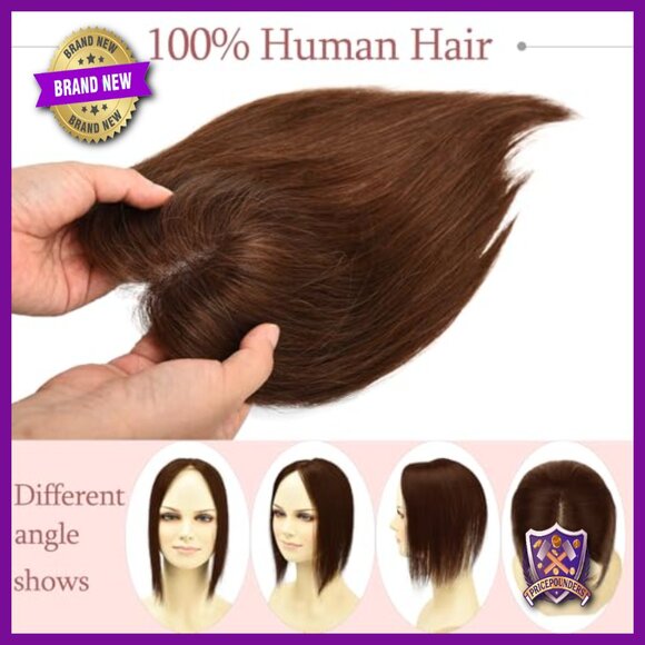 Real Human Hair Topper for Thinning Hair, Clip-In Hairpiece for Women
